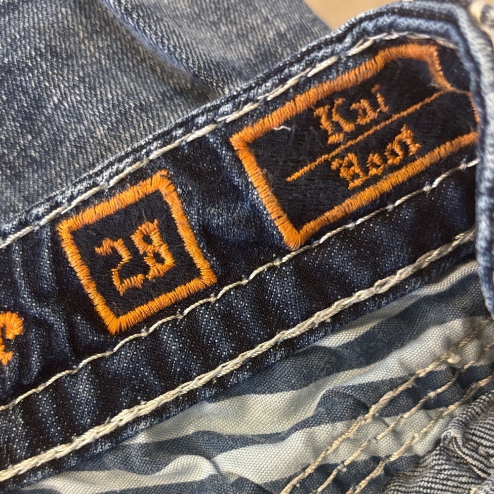 Rock Revival Women's Dark Blue Boot Cut Jeans with Rhinestone detail - Picture 6 of 12